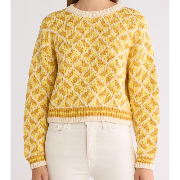 NWT MOTHER Itsy Crochet Sweater All The Angles Lg Geometric Cotton Cozy Crochet - Picture 1 of 12